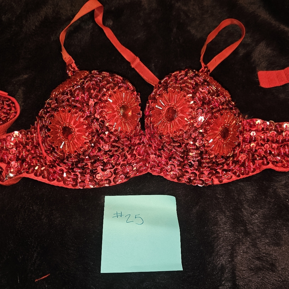 Red Sequin Bra Costume - image 2